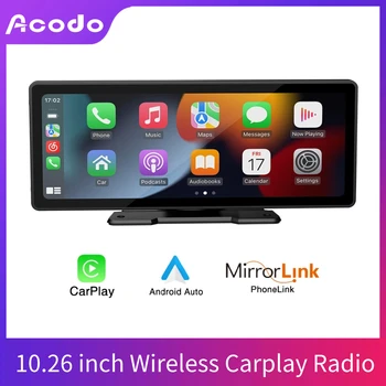 10.26 Palčni Carplay Zaslon Acodo Avto Radio Multimedijski Predvajalnik Videa, Brezžični Android Auto IPS Bluetooth, FM Stereo za Univerzalno