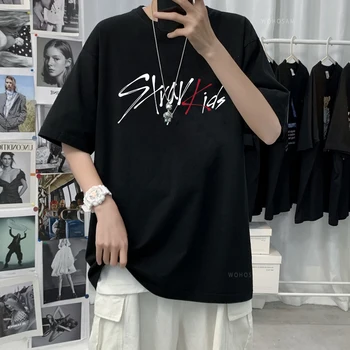 2023 K-Pop Izgubljene Otroke 5-Star T-Shirt Korejski Novo Straykids Moški Ženske Poletje Moda Hip Hop Unisex Y2kClothing