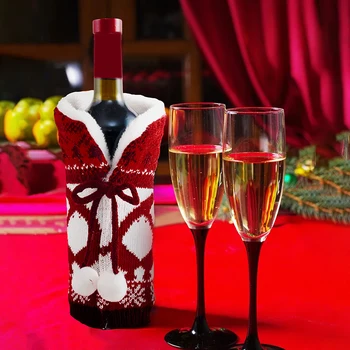 2024 Božični Okraski, Rdeče Vino, Pivo, Šampanjec Kritje Pletenje Plišastih Vina, Steklenico Kritje Pletene Festival Tabela Doma Odlikovanja