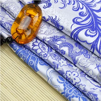 50*75 cm Brocade Imitacije Svile, modri in beli porcelan Saten Tkanine za Obleko Tang obleko kimono Hanfu Vezene materiala