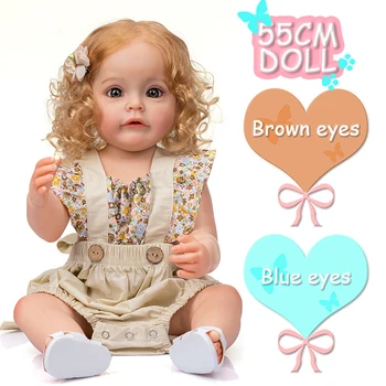 55 CM Prerojeni Malčka Lutka Dekle Princess Sue-Sue Strani-podrobne 3D Paiting Korenine Las Polni Silikona Lutke Dekleta Telo, Nepremočljiva