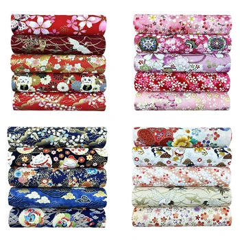 5pcs Japonski Kimono Style 100% Bombažne Tkanine Gilding Tiskanje Cheongsam Krpo Za Obleko Mozaik Domačega Tekstilnega Materiala, 20*25 cm