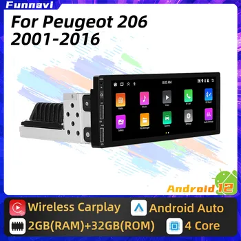 Android Avto Večpredstavnostnih za Peugeot 206 2001 - 2016 1 Din Radio Stereo Vodja Enote Carplay Zaslon Autoradio GPS Navigacija Auto