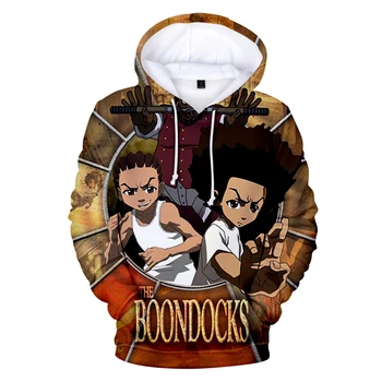 Boondocks v Hoodies 3D Long Sleeve Majica Moški pulover s kapuco Ženske Priložnostne Harajuku Ulične Unisex Prevelik Oblačila