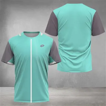 Breathablegolf Oblačila Looto Men ' s Fitness Kratkimi Rokavi Moški Badminton Športna Oblačila Kariran Mozaik Natisnjeni Oblačila za Tenis