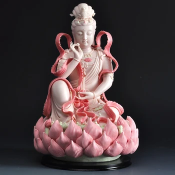 Budizem Dekorativne Keramične Kip Guanyin, ki je Sedel Na Lotus Boginji Usmiljenja Buda Kiparstvo Porcelana Guan yin