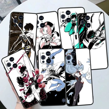 Genshin Anime Za OPPO Najdi X6 X5 X3 X2 F21S F21 Pro Lite Neo Black Silikonski Fundas Mehko Kritje Capa Primeru Telefon