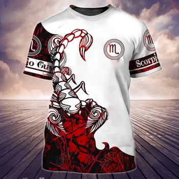 Graphic Tee 2023 Poletje Nov Modni Scorpion Vzorec 3D Tiskanja moška T-Shirt Prevelike majice Svoboden Moški Oblačila Vrhovi Tees