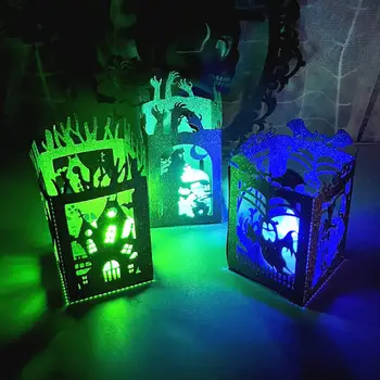 Halloween Okras za noč Čarovnic Projektor Lučka za noč Čarovnic Diy Obrti Led Svetilke Nastavite Baterija Upravlja Namizno Dekoracijo za Sablastan