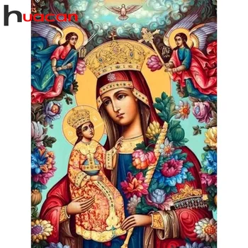 Huacan 2023 Diamond Slikarstvo Devica Marija Mozaik Vere Vezenje Komplet Ročno Izdelan Darilni Dekoracijo Za Dom