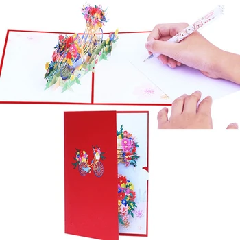 Izposoja voščilnico 3D up Cvet Blagoslov Kartico za Obletnico GiftsBike Cvetlični Razglednica