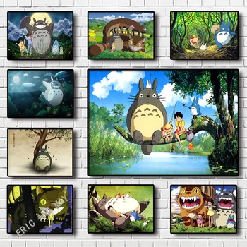 Japonski klasični Anime Miyazaki Totoro otroci spalnica barvanje notranjih plakat Doma Dekor wall art, ki živijo plakati platno slikarstvo