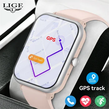 LIGE GPS Gibanja Poti Moških Pametno Gledati Ženske Bluetooth Klic Srčni utrip Ure Glasovni Pomočnik Smartwatches Za iOS Android