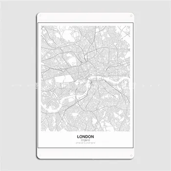 London Minimalističen Zemljevid Kovinski Znak Steno Pub, Pub, Garaža Retro Garaža Dekoracijo Tin Prijavite Plakat