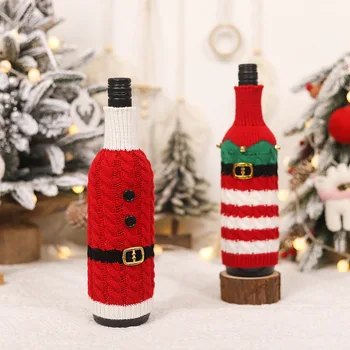 Navidad Novo Leto 2024 Božič Steklenico Vina Prahu Kritje Noel Božično Dekoracijo za Dom Večerja Dekor Božič Ornament Vino Vrečko