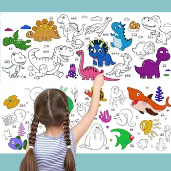 Nov Prenosni Otroke Risanje Roll Plakat Otrok Grafiti se Pomaknite Puzzle DIY, Barvanje, Risanje Papir Dolgo se Pomaknite Vrtec 30 CM