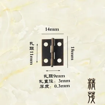 Novi Kitajski Stil 6 Točk Antično Bronasto Železa Ravno Tečaj Lesena Škatla Embalaža 18*14 mm