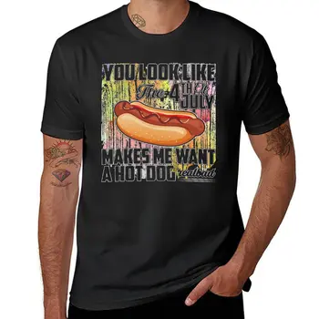 Novo izgledaš Kot 4. julija Me Želijo Hot Dog Resnično Slab T-Shirt letnik majica s kratkimi rokavi moški zabavne majice
