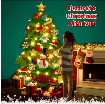 Otroci Božično Drevo Z lučmi in 32 Kos Okraski Steni Visi