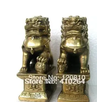 Par, Kitajski, Bla Pes Lev Fu Bronasti Kip Par Figurice Feng Shui Postavke Orientalski sz:11x6x8.3 cm