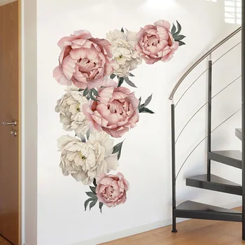 Peony cvetlični dnevna soba stenske nalepke, samolepilne TV ozadju dekoracijo sten stenske nalepke.