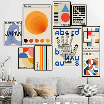Povzetek Bauhaus Razstava Sodobne Geometrijske Japonska Plakat Platno HD Tiskanja Osebno Wall Art Meri Slikarstvo