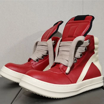 Rick Rdeči Čevlji Obrnjen Trikotnik Design Moški športni Copati Ženske Superge Jumbo Shoeslace Owens Pravega Usnja za Moške Priložnostne Čevlji