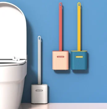 Silikonski ščetko za stenske wc čiščenje brush set ni mrtev kotu wc mehko krtačo