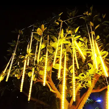 Sončne Počitnice Razsvetljavo LED novoletne Lučke na Prostem Meteor Tuš Niz Luči Vrt Dekor za Stranko Poroko Garland Ulica