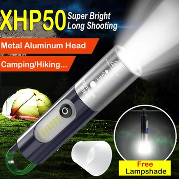 Super Svetla LED Svetilka XHP50 Keychain Polnilna Svetilka za Kampiranje, Pohodništvo Šotor Kavljem Lučka Nepremočljiva Sili Zoom Baklo