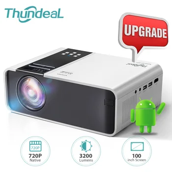 ThundeaL Mini Projektor TD90 TD90W 1280 x 720P Prenosni HD 1080P Projektor Android WiFi 3D Video Home Cinema LED Smart Beamer