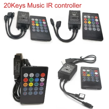USB 20 glasbene tipke IR krmilnik black Oddaljeni zvočni senzor za RGB LED trakovi visoke kakovosti 5-24V