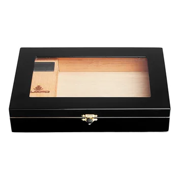 Ustniki za cigare škatle: Lesena visokega sijaja masivnega lesa polje, mini cigar, vlažilne škatle, klavir barve, cigar prikaže okno s prikazom okna