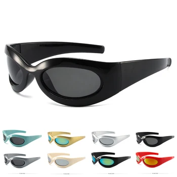 Y2K Šport Punk sončna Očala Ženske Moški 2022 Luksuzne blagovne Znamke Oblikovalec Ovalne sončna Očala Goggle UV400 Moda Vožnje Kolesarska Očala