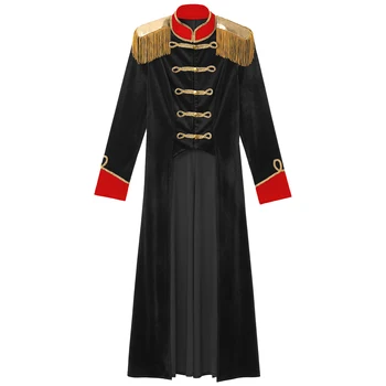 Ženska Halloween Cirkus Ringmaster Cosplay Srednjeveške Kostume Renaissance Gothic Suknjič Žamet Tailcoat Bonitete Rami Plošče