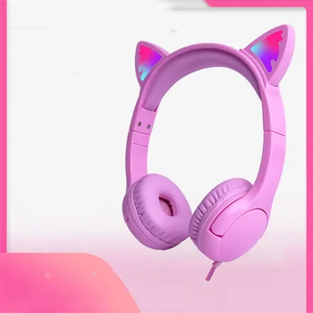 Žične Slušalke Igralec z RGB Mačje Uho Zložljive Modela Žične Slušalke Slušalke za PC igre na Srečo